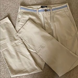 34x32 Express Slim Fit Chinos - khaki color